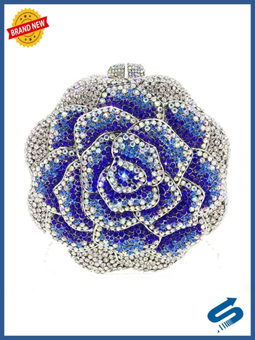 Rose Crystal Clutch Purse Women Evening Bag Wedding Party Prom Bridal